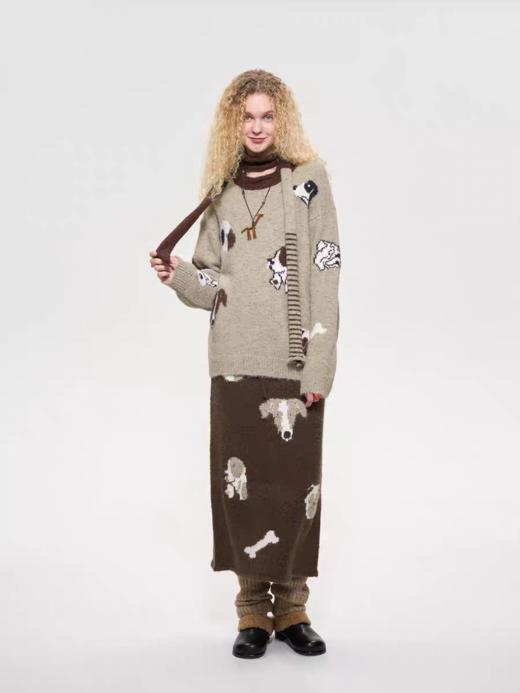 local tag/It24awk39/小狗的派对提花针织半身裙软糯中长裙 商品图3