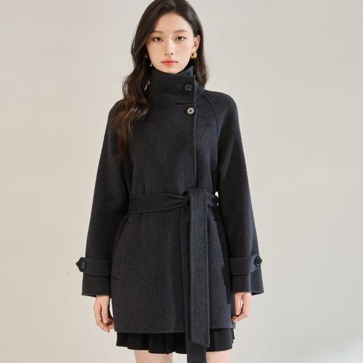 「高货sh」全新升级【铂金会员643/天猫869/差价226】(00148)洛诗琳2025秋冬气质半高领两穿领高级感双面呢中长款外套 商品图3