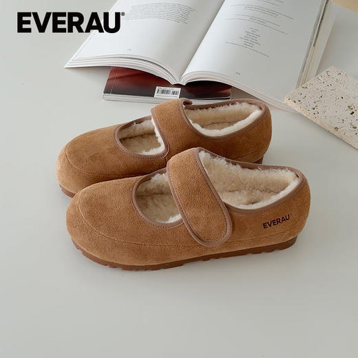 EVERAU冬季新款羊皮毛一体保暖玛丽珍休闲鞋女鞋EA7091 商品图1