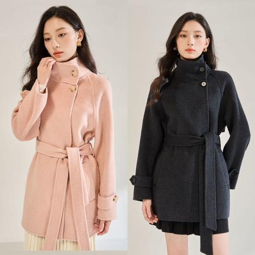 「高货sh」全新升级【铂金会员643/天猫869/差价226】(00148)洛诗琳2025秋冬气质半高领两穿领高级感双面呢中长款外套 商品图4