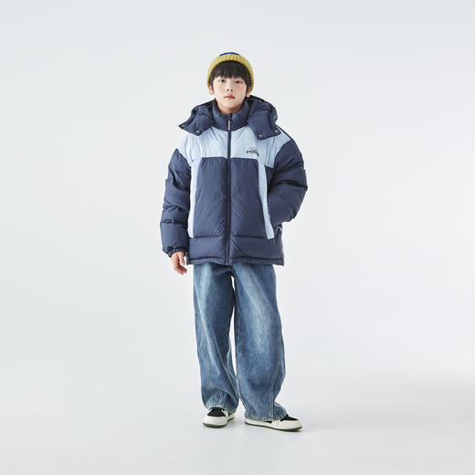 蓝汽水2025年冬季新款亲子中大童中厚拼色羽绒服三防面料蓬松外套 商品图1