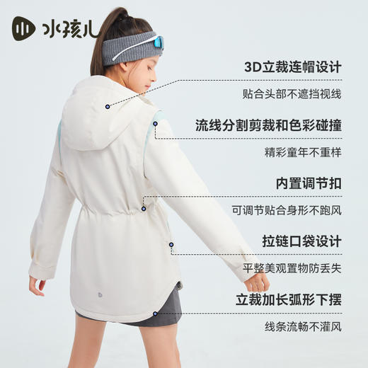 水孩儿童装秋冬新款女童三防外套儿童收腰加绒风衣时尚拼色上衣 商品图3