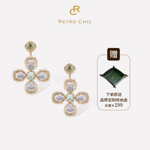 Rococo洛可可系列｜安娜公主十字蓝色耳环 商品图0