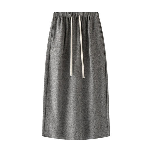 百媚生 羊毛针织半身裙秋冬肌理感高腰显瘦松紧腰休闲直筒裙WS-25602 商品图0