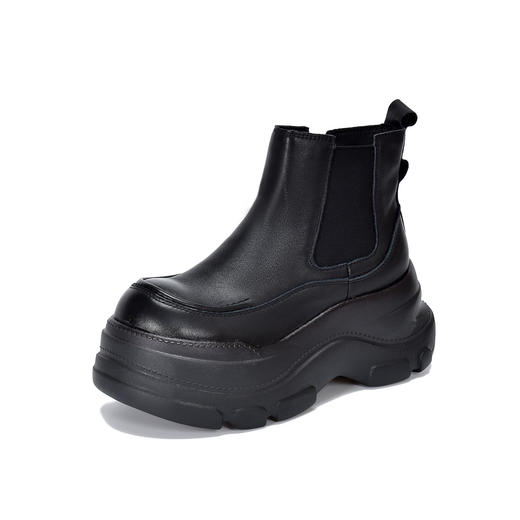 TN T6782-715厚底增高真皮短靴松紧切尔西靴烟筒靴 商品图4