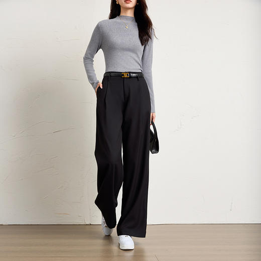 「高货kbnq」全新升级【铂金会员275/天猫369/差价94】(01523)洛诗琳气质通勤休闲直筒裤2025秋季垂感高腰提臀西装裤 商品图0