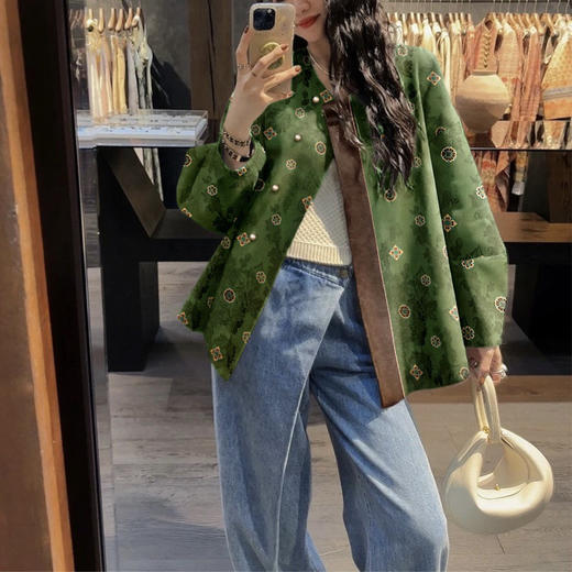 人丝香云纱棒球服外套复古新中式国风古韵端庄原创设计百搭上衣女 商品图3