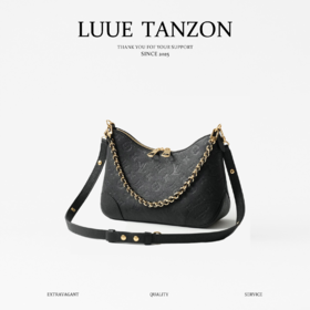 驴家 纯皮黑色压印牛角包（JPH）