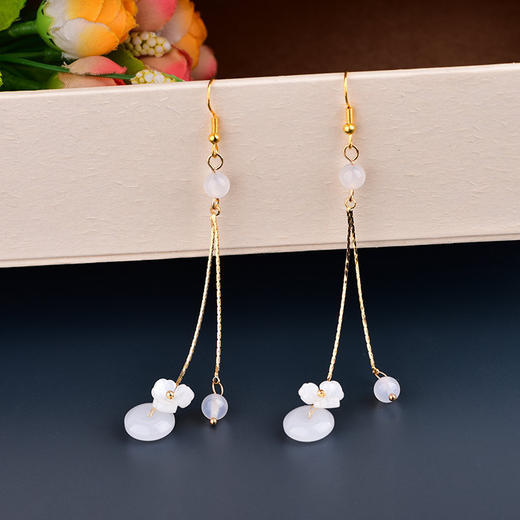 耳坠长款修脸型白色步摇耳环古风宫廷风 商品图2