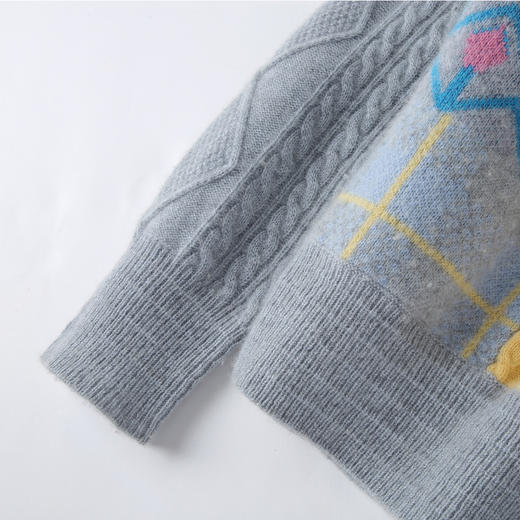 羚荌渼圆领少女感时尚慵懒芝麻点提花羊绒衫女 商品图4