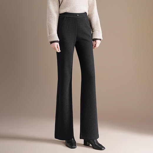 HWM-5271-Y毛呢微喇裤秋冬季新款休闲裤时尚高腰宽松女装羊毛裤长裤 商品图1