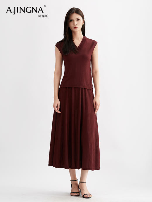 【淘衣节专享】阿菁娜羊毛双层V领针织背心F30Q301017 商品图2