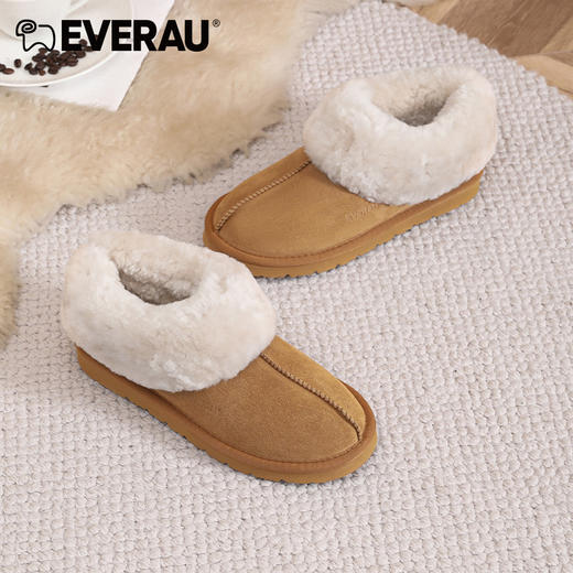 EVERAU秋冬轻软面包棉鞋居家或外出均可穿着休闲轻松 自在随性翻毛绒面男女同款便鞋EA2025 商品图8