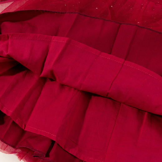 迪士尼春秋新款女童国风长袖连衣裙国潮大红洋气公主裙XD1EQ001 商品图4