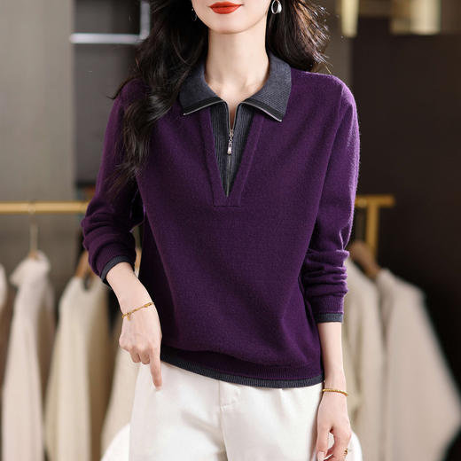 假两件polo领针织衫，撞色长袖毛衣CC-MY-1246 商品图0