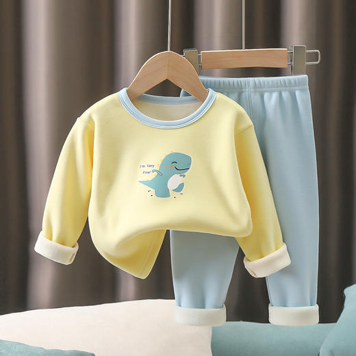 儿童内衣套装德绒新款男童秋装加绒女宝宝秋衣秋裤家居服 商品图4