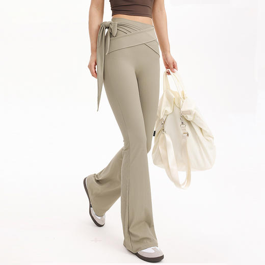 【限时秒】YOGACODE【火树银花系列】云感瑜伽喇叭裤高腰绑带蜜桃提臀运动长裤DWE125676 商品图0
