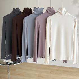 「自」全新升级【铂金会员183/天猫239/差价56】(55511)洛诗琳桑蚕丝保暖薄绒打底衫2025秋冬堆堆领修身百搭上衣女