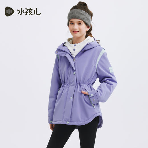 水孩儿童装秋冬新款女童三防外套儿童收腰加绒风衣时尚拼色上衣 商品图2