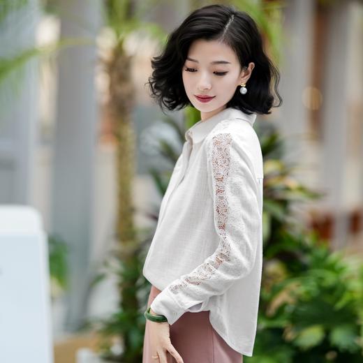 西子/白玫瑰重工镂空蕾丝白色衬衣/SYHY049 商品图3