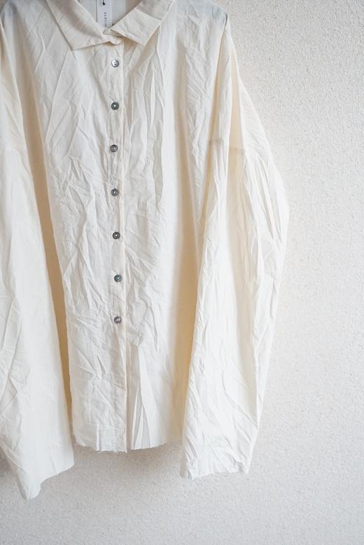 ALBUM DI FAMIGLIA 米白棉质皱褶长袖衬衫(SHORT COLLAR SHIRT LWR) 商品图8