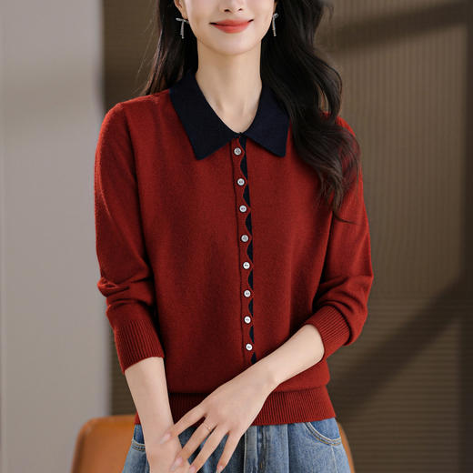 雀说娃娃领减龄上衣洋气轻奢高级感毛衣女短款打底衫显瘦AL1915 商品图2