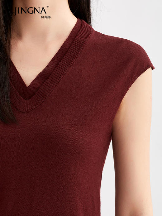 【淘衣节专享】阿菁娜羊毛双层V领针织背心F30Q301017 商品图4