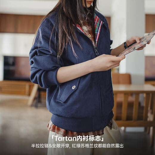 马登棕色美拉德复古麂皮绒面宽松肌理感外套立领哈灵顿夹克女士秋 商品图3