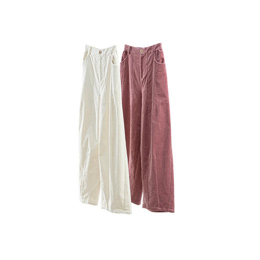 特绽放714朵/棉弹力灯芯绒文艺半腰松紧直筒休闲裤慵懒感显瘦长裤 商品图4