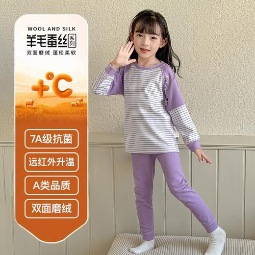 【加入购物车2套支付59.9元】贝叮熊潮童羊毛蚕丝家居服套装【2510“羊毛”服装】 商品图5