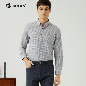 波顿男士秋冬 衬衫 格纹修身 柔适挺括休闲长袖款MS707323