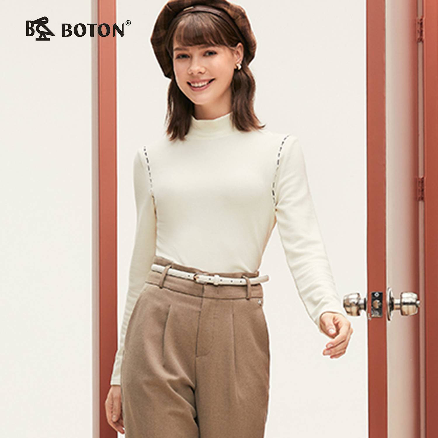 【依翡丝+优可丝】波顿女士秋冬 内搭 半高领修身 柔糯针织设计感小众款LT323324