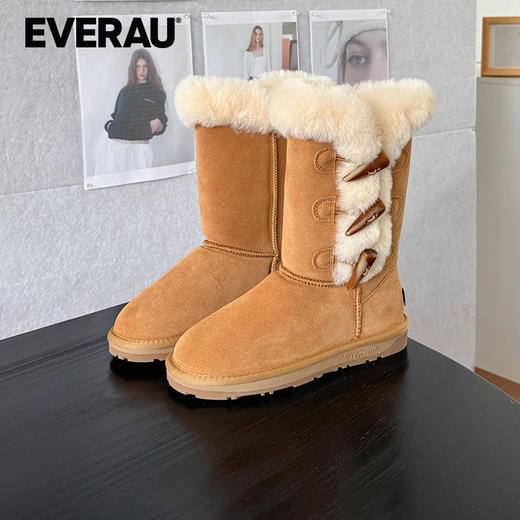 EVERAU羊毛一体雪地靴女士2025冬季新款中通女靴子UEA3024 商品图1
