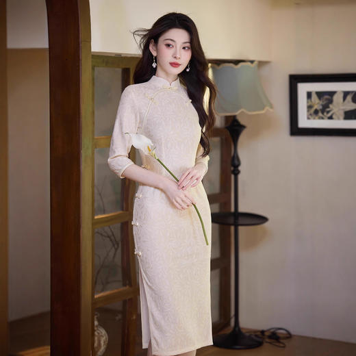 MYJ 224新中式改良日常高级感蕾丝素雅旗袍 商品图1