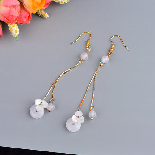 耳坠长款修脸型白色步摇耳环古风宫廷风 商品图1