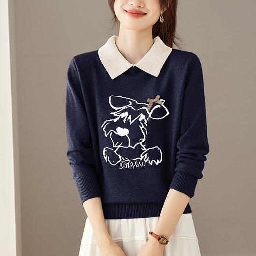 娃娃领毛衣内搭，洋气减龄上衣宽松短款打底针织衫CC-27-25168 商品图2