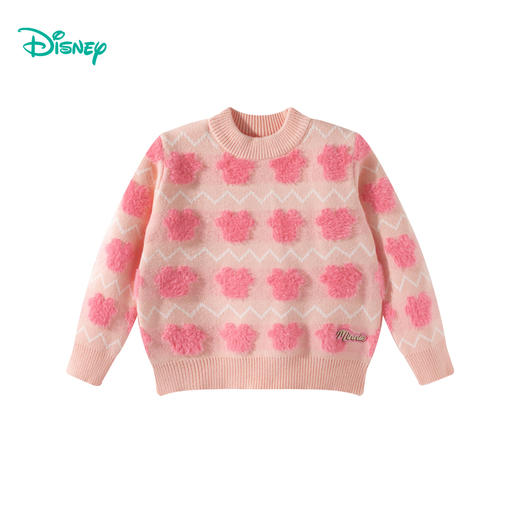 迪士尼秋冬新款女童双面米妮提花毛衣加厚保暖圆领打底线衫ZD3ES087 商品图5