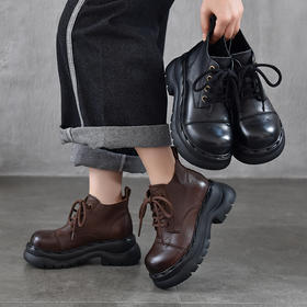 TN T6769-01厚底系带马丁靴复古休闲百搭真皮短靴