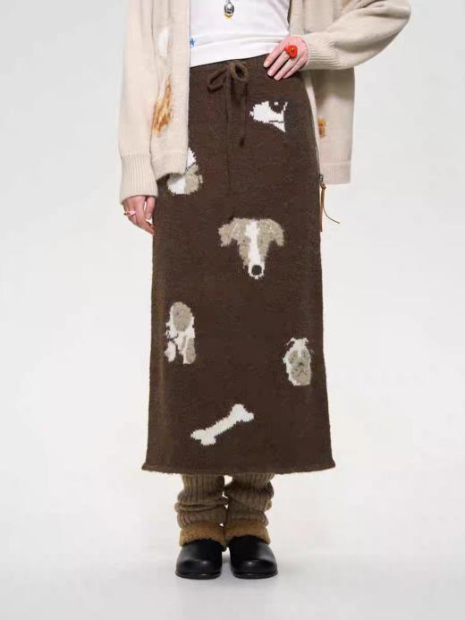 local tag/It24awk39/小狗的派对提花针织半身裙软糯中长裙 商品图0