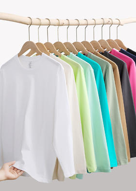 严选 | 【69元两件】秋季长袖T恤 男女同款 百搭叠穿上衣 230g高克重