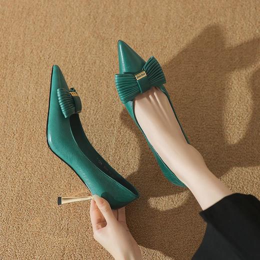 【预售5天】法式复古通勤蝴蝶结细高跟鞋女时尚尖头浅口单鞋YS&3900 商品图2