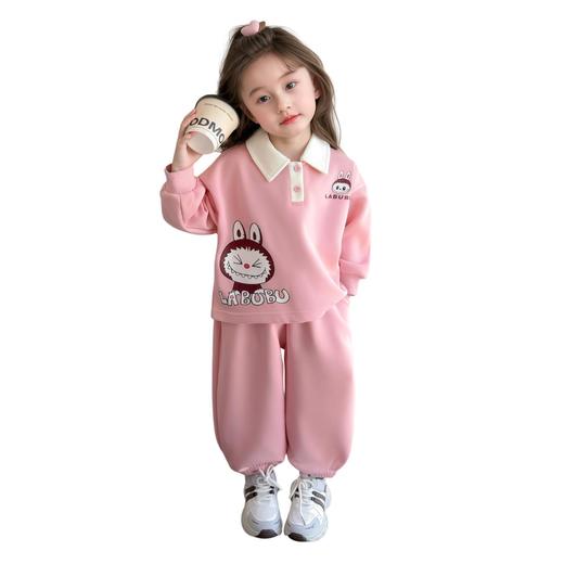 Laffey & Monkey女童卡通卫衣套装秋款小女孩翻领休闲运动两件套儿童长袖卡通Polo80-150★★★娃娃优选 商品图4