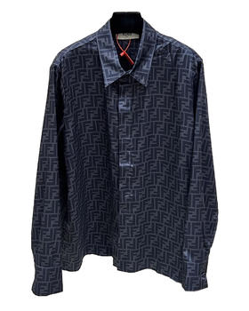 中性款印花绸缎长袖衬衫011