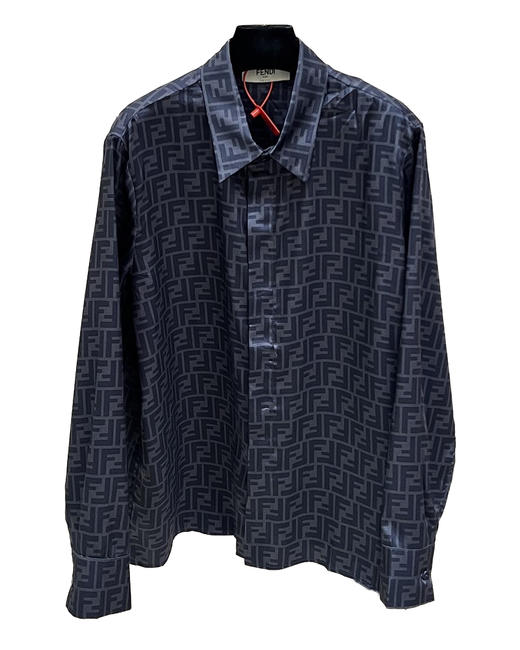 中性款印花绸缎长袖衬衫011 商品图0