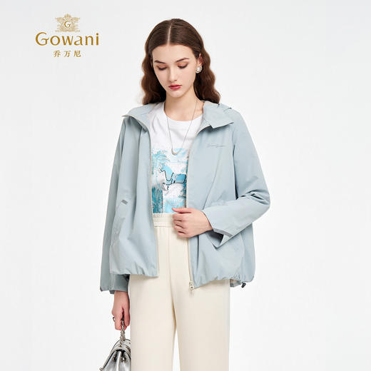 乔万尼2025秋新品休闲连帽收口花苞设计短款风衣外套ED3B267 商品图1