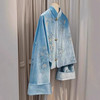 丁摩 新中式国风小个子立领盘扣唐装减龄蓝色印花丝绒外套女秋5ZF-9293 商品缩略图3
