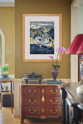 独角鹿西洋古董2005年法国巴黎Frédéric Possot出版艺术大师朱德群亲签限量彩色石版画「构图XX（Composition XX）」