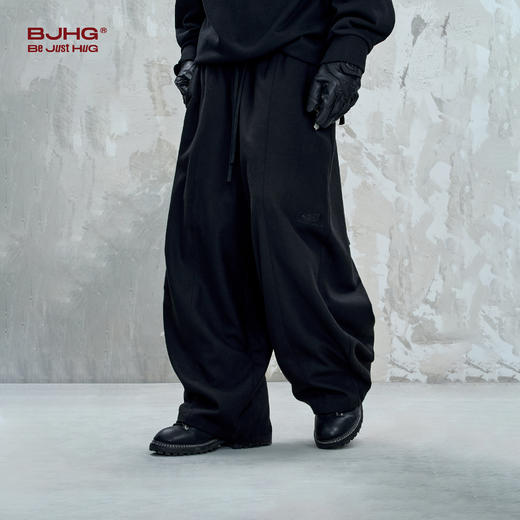 BJHG不计后果仿羊毛弯刀休闲裤子男款秋季2025新款直筒宽松运动裤 商品图1