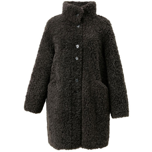 三彩2025冬季新款环保皮草立领毛毛外套宽松中长极简风M 商品图4