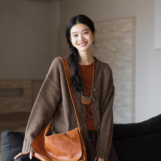 特绽放641朵/纯羊毛花纱肌理落肩流苏开襟毛针织衫女秋冬针织外套 商品图2